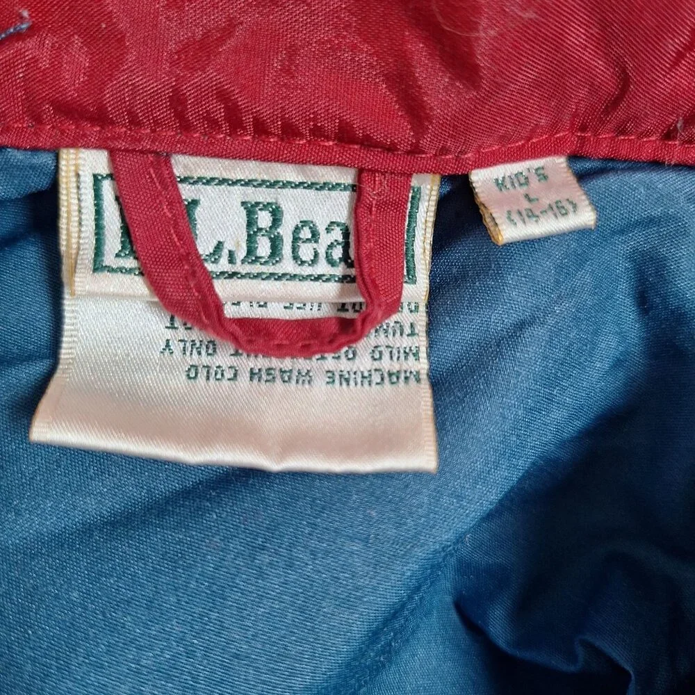 Vintage LL Bean Full Zip Nylon Blue Jacket Kids size Large 14-15